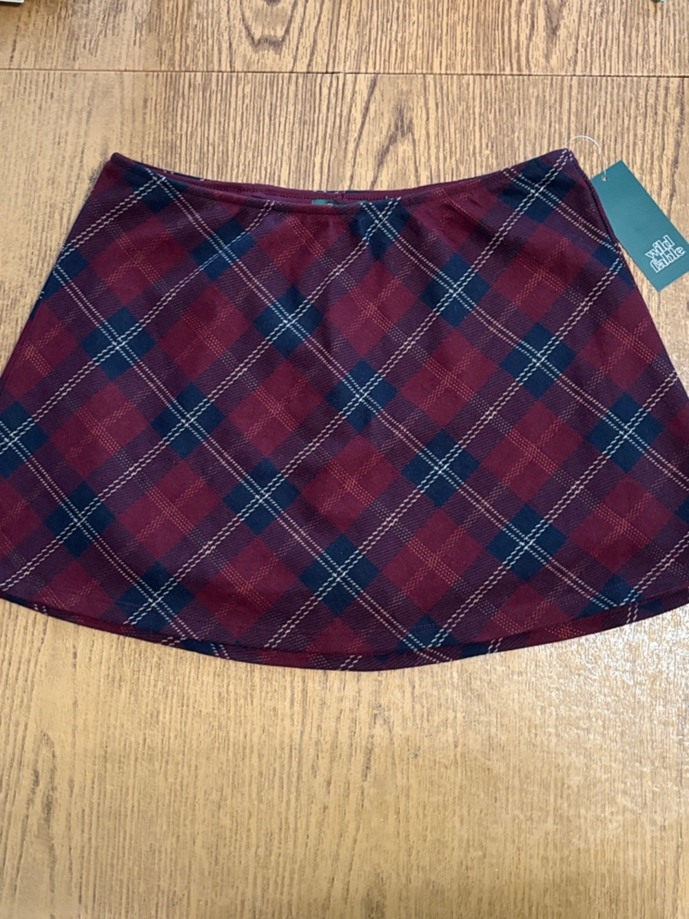 wild fable Burgundy Plaid Circle Skirt